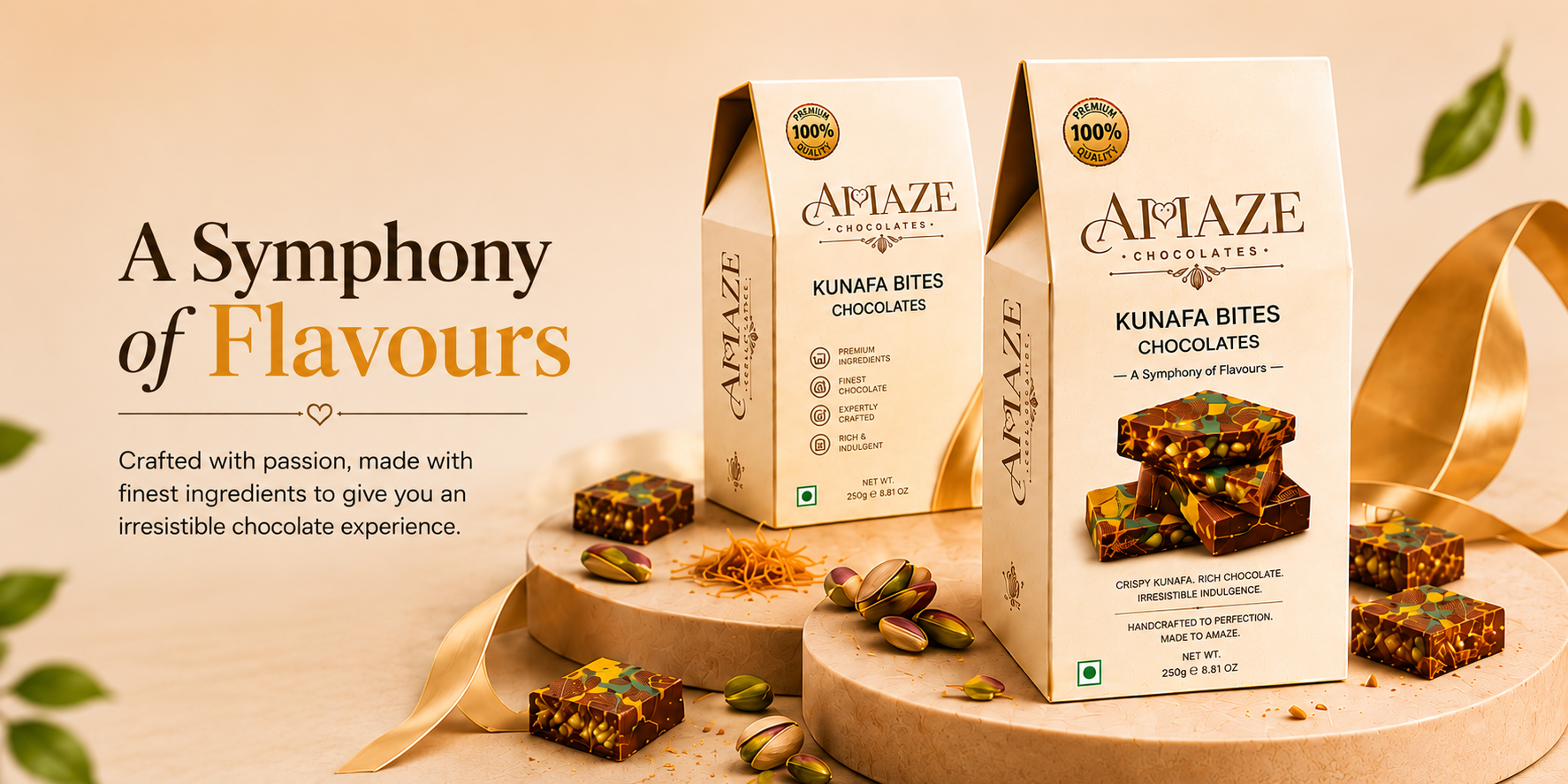 Amaze Chocolates — A Symphony of Flavours. Crafted with passion, made with finest ingredients to give you an irresistible chocolate experience.