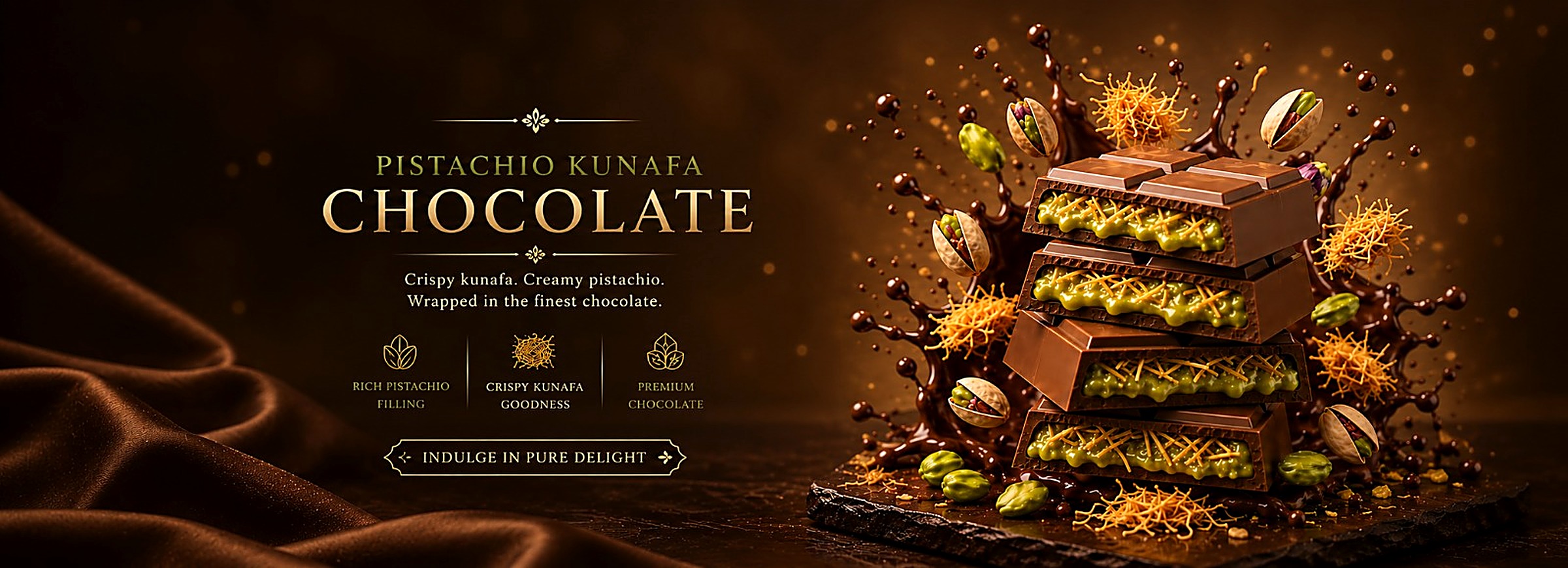 Amaze Chocolates Pistachio Kunafa Chocolate — crispy kunafa, creamy pistachio
